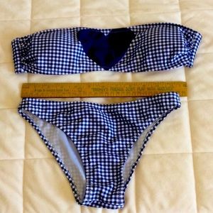 Bandeau blue checked bikini with heat details.  Size S